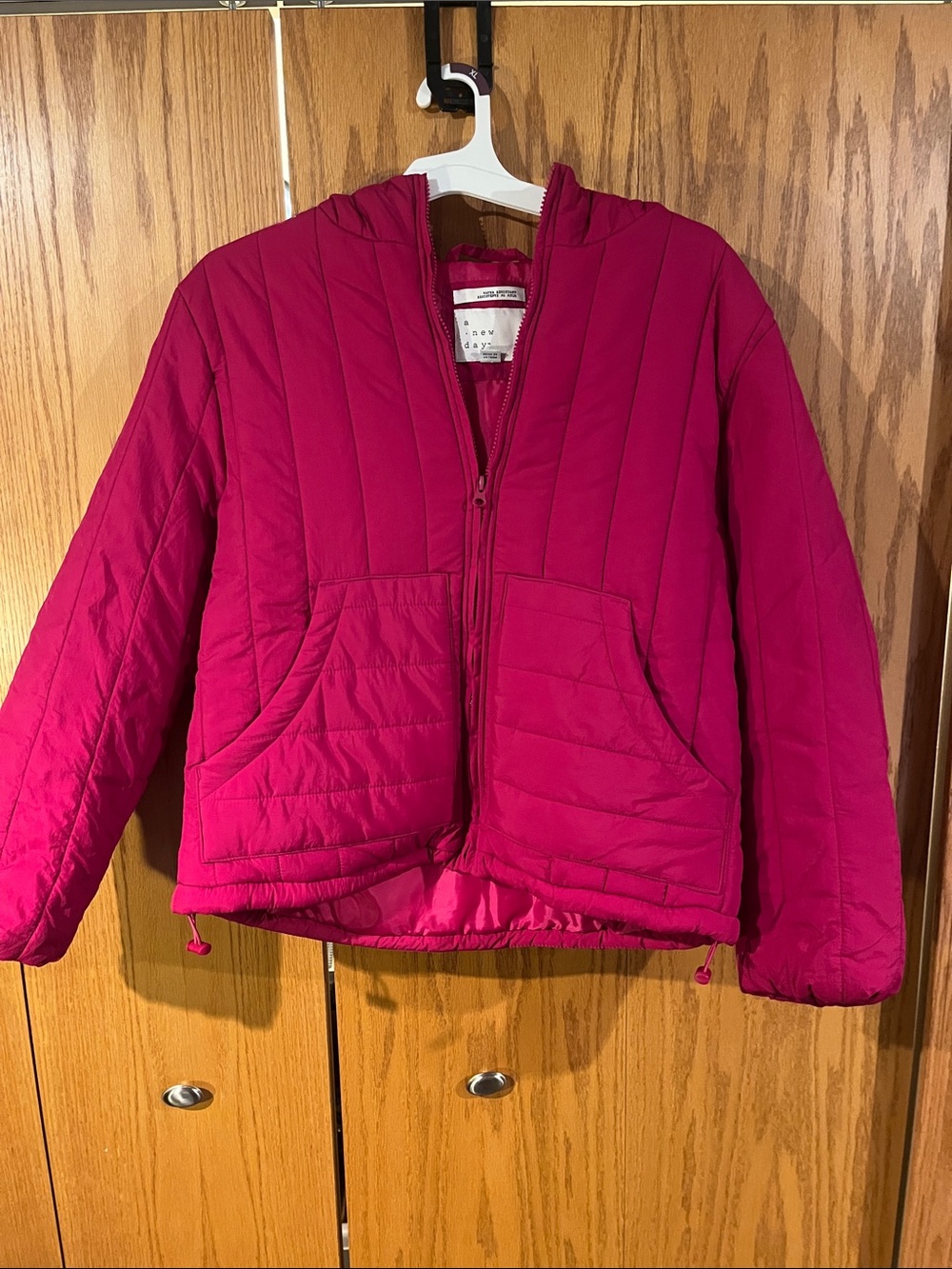 a new day Girls' Hot Pink Quilted Hooded Puffer Jacket
